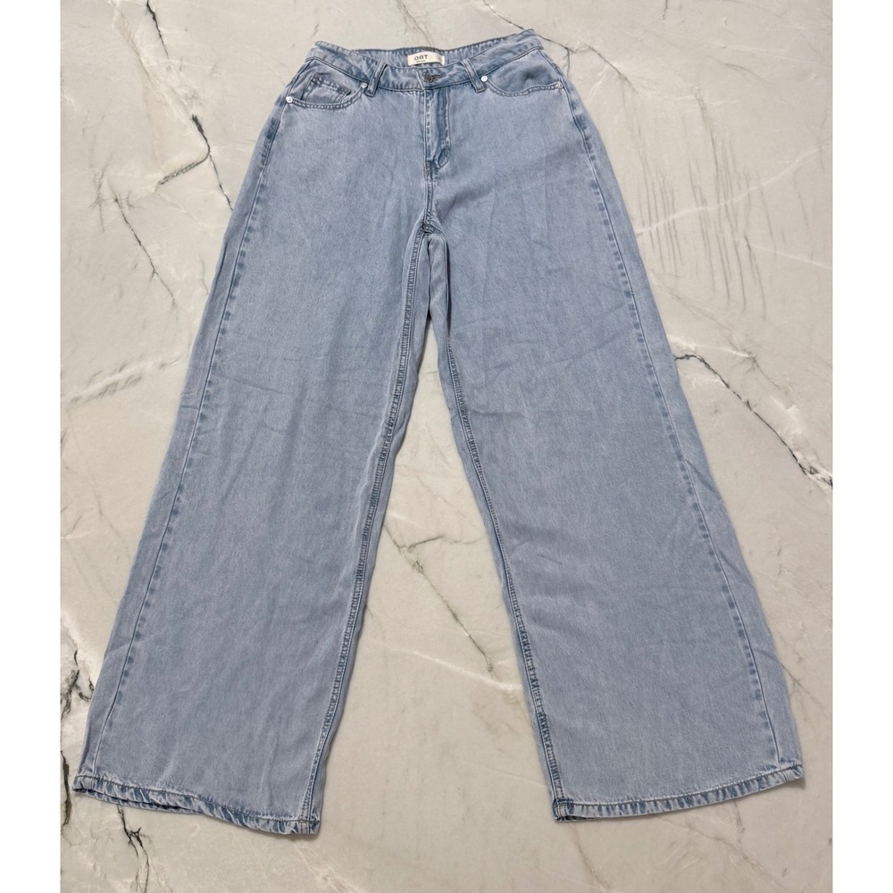 OAT New York Womens Light Wash High Rise Wide Leg Jeans Size 24 P0173-GW Blue